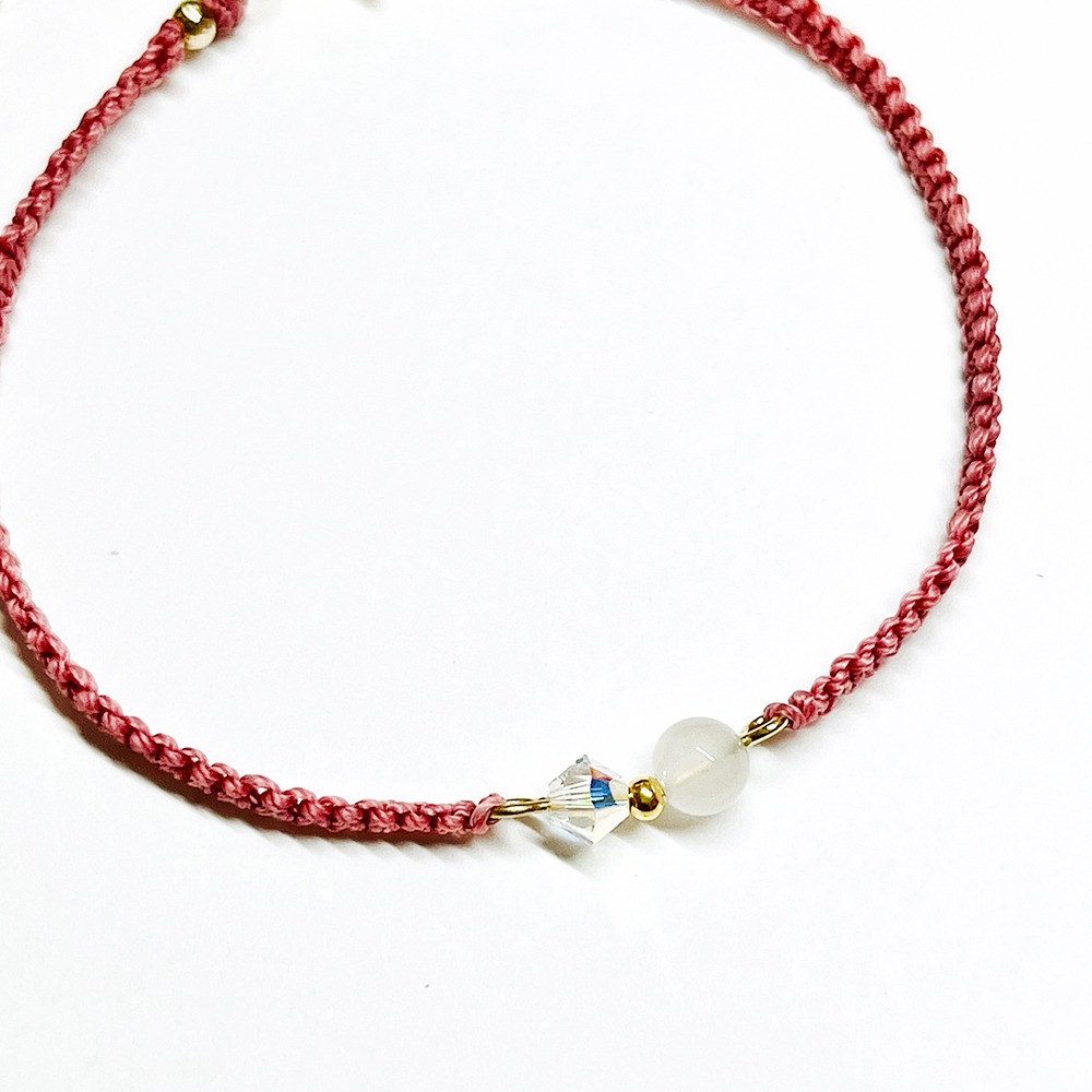 【客製化】925純銀+k金 水晶編織幸福手鍊 法國奶奶系列 多色選 情人節禮物-細節圖3