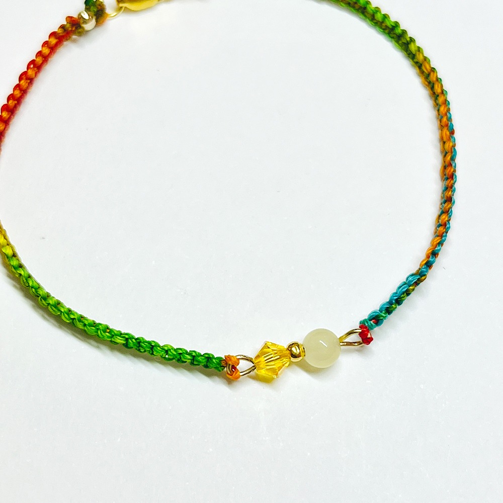 【客製化】925純銀+k金 水晶編織幸福手鍊 法國奶奶系列 多色選 情人節禮物-細節圖5