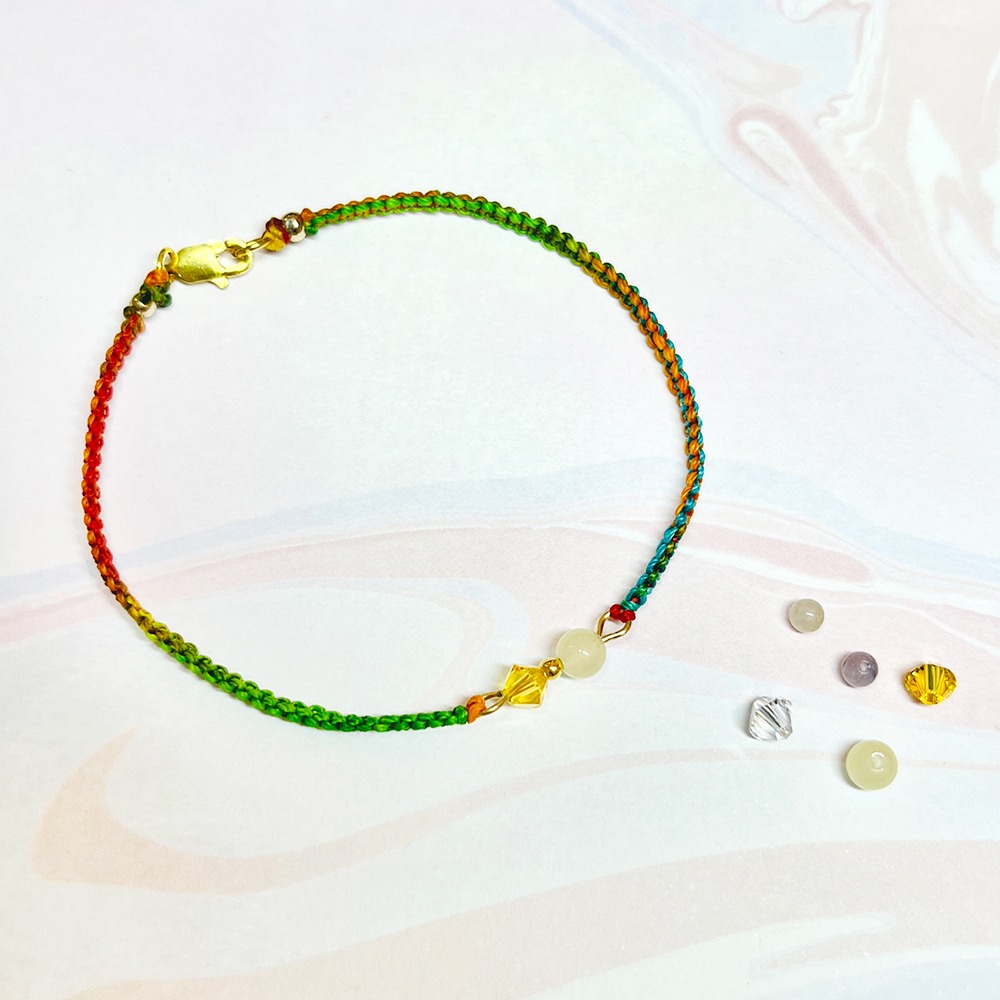 【客製化】925純銀+k金 水晶編織幸福手鍊 法國奶奶系列 多色選 情人節禮物-規格圖9