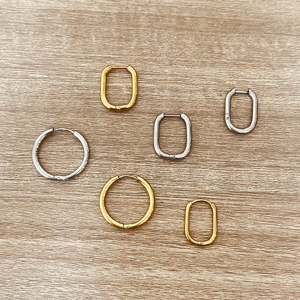 幾何系列316L鈦鋼耳環 (多款選) 中性配戴-細節圖2