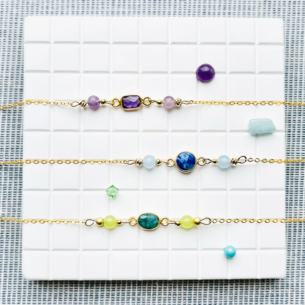 925純銀 幸運寶石手鍊 法國奶奶系列 多色選 長度可客製 情人節禮物-細節圖5