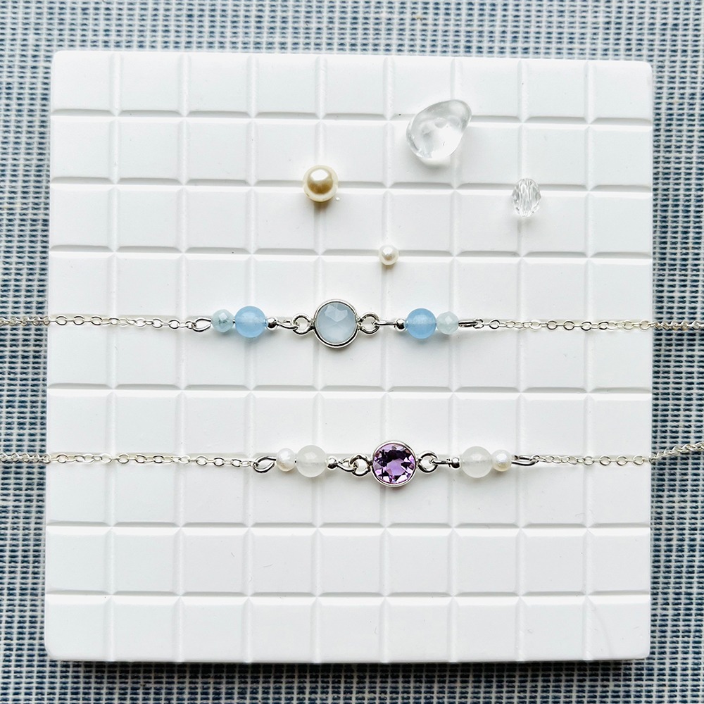 925純銀 幸運寶石手鍊 法國奶奶系列 多色選 長度可客製 情人節禮物-細節圖6