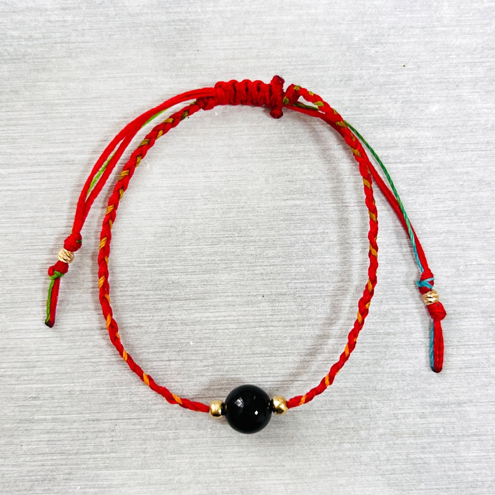 福氣瑪瑙編織手鍊 法國奶奶系列 蠟線 長度可客製-細節圖2