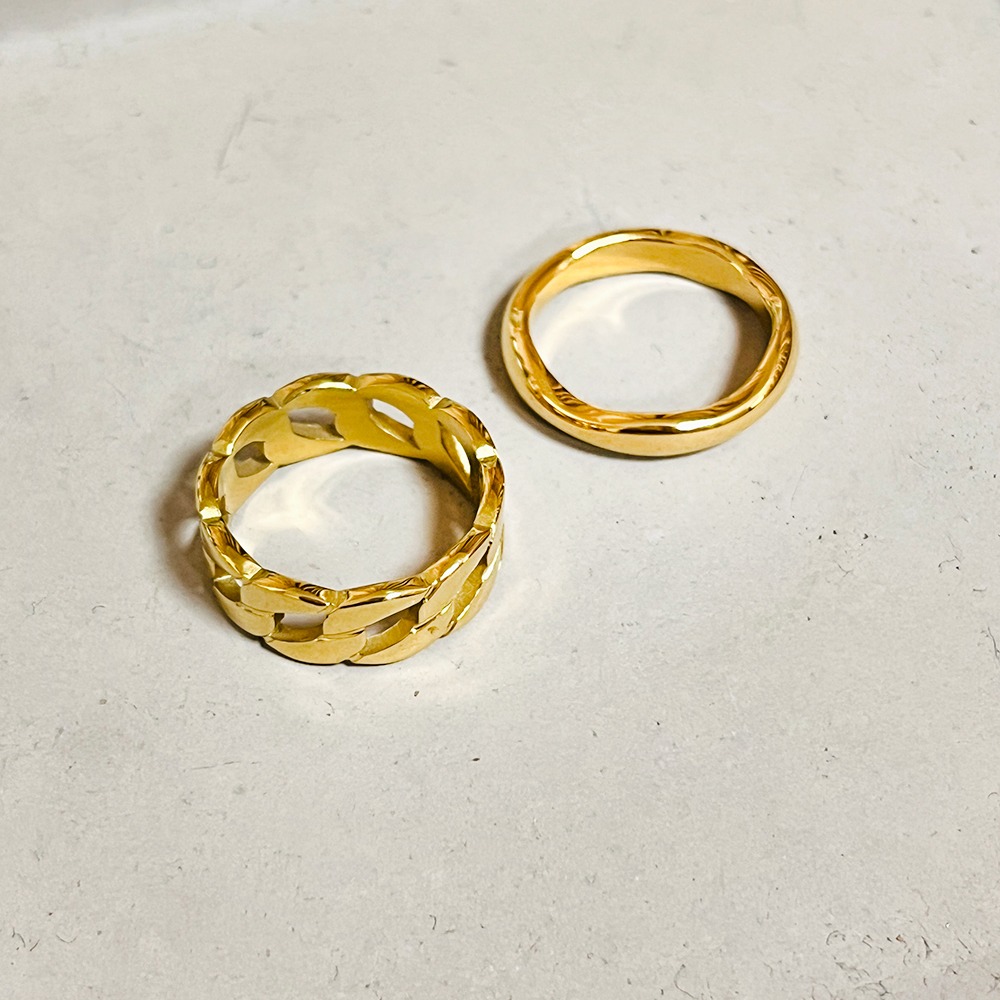 K18厚戒指 316L鈦鋼抗敏 金框系列 中性配戴 女戒 男戒 生日禮物 畢業 情人節-細節圖2