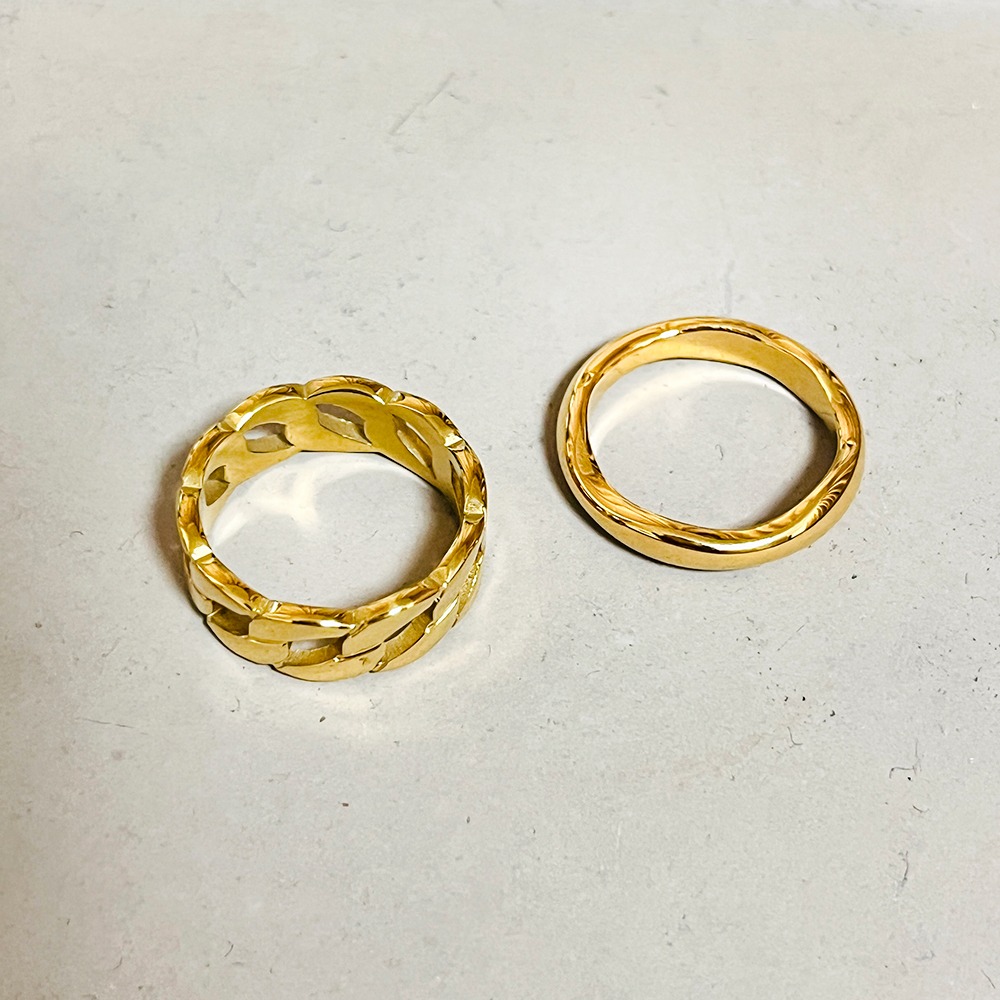 K18厚戒指 316L鈦鋼抗敏 金框系列 中性配戴 女戒 男戒 生日禮物 畢業 情人節-細節圖3