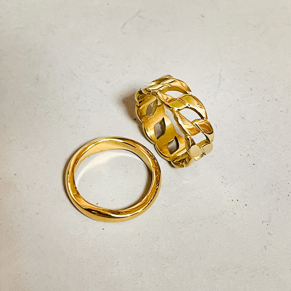 K18厚戒指 316L鈦鋼抗敏 金框系列 中性配戴 女戒 男戒 生日禮物 畢業 情人節-細節圖4