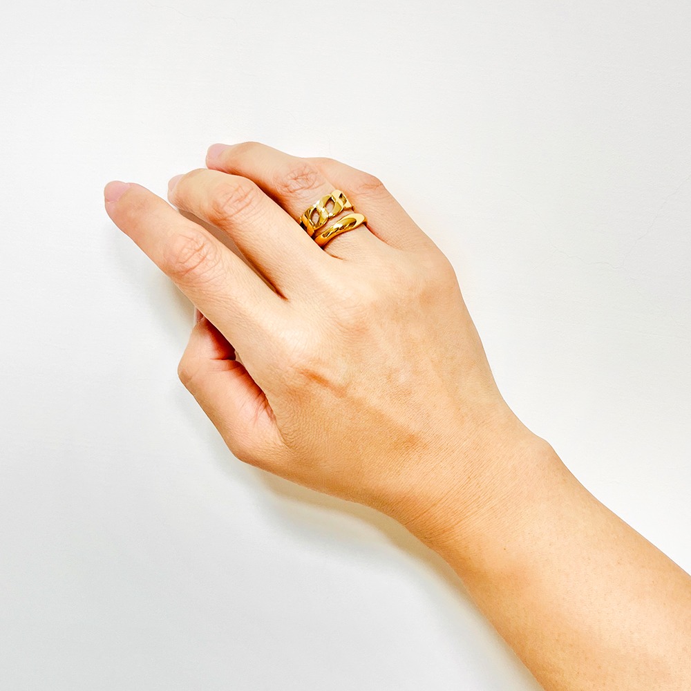 K18厚戒指 316L鈦鋼抗敏 金框系列 中性配戴 女戒 男戒 生日禮物 畢業 情人節-細節圖5