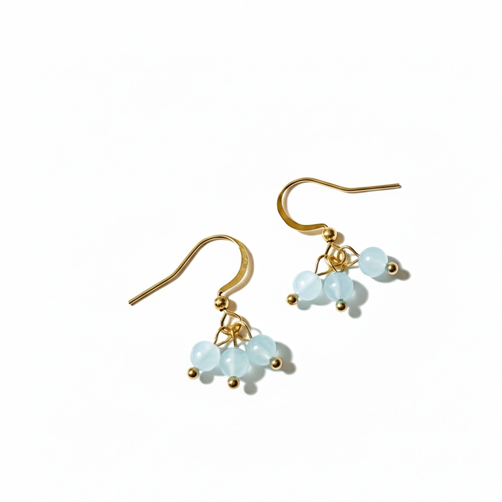 聖誕 交換禮物 海藍蘇打 天然石勾式耳環 手作 天然寶石-細節圖2