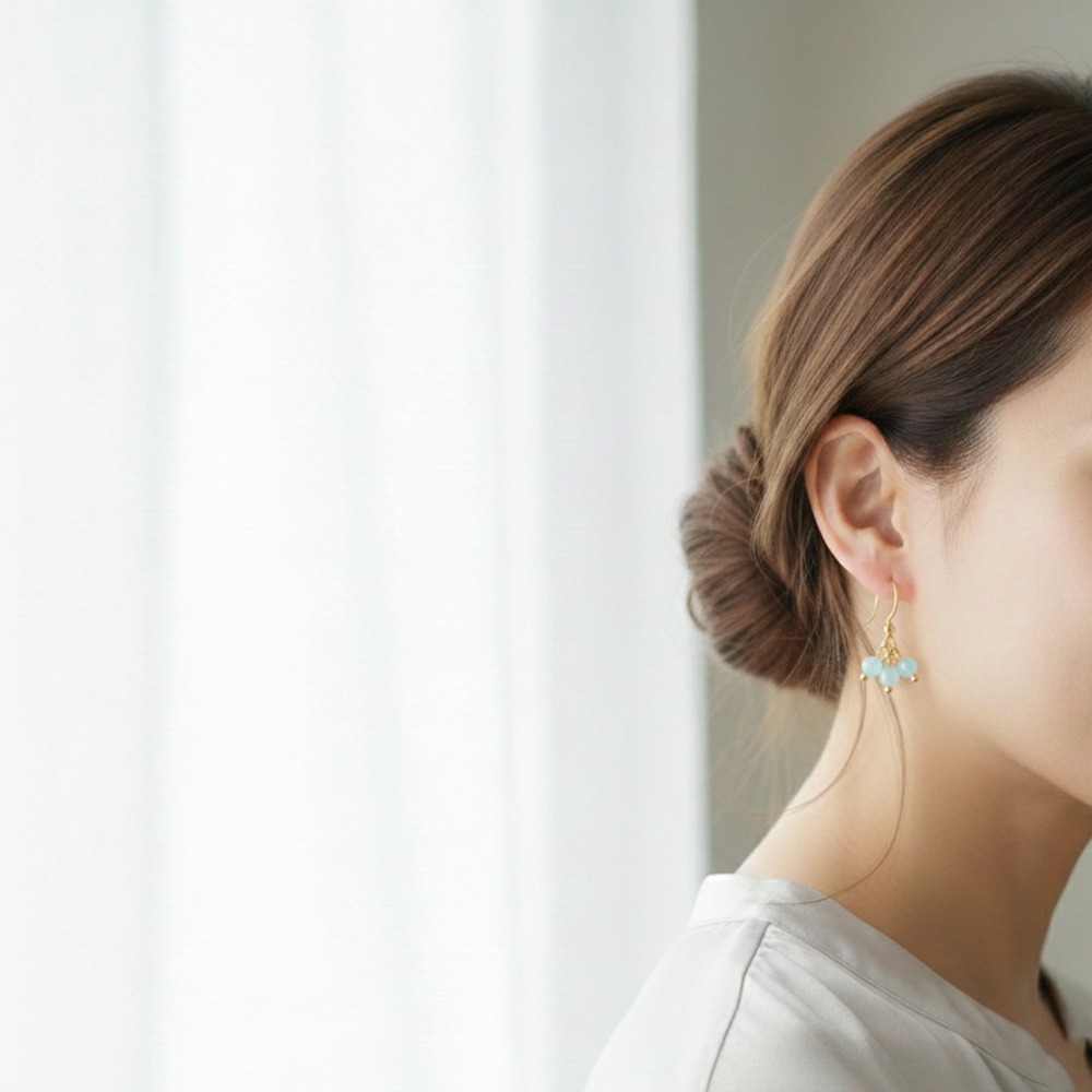 聖誕 交換禮物 海藍蘇打 天然石勾式耳環 手作 天然寶石-細節圖3