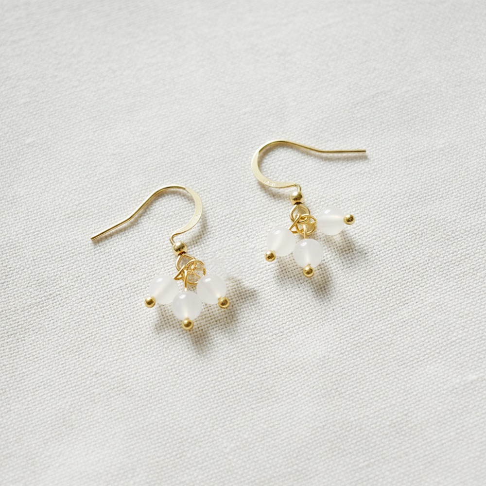 聖誕 交換禮物 冬日初雪 天然石勾式耳環 手作 天然寶石-細節圖3