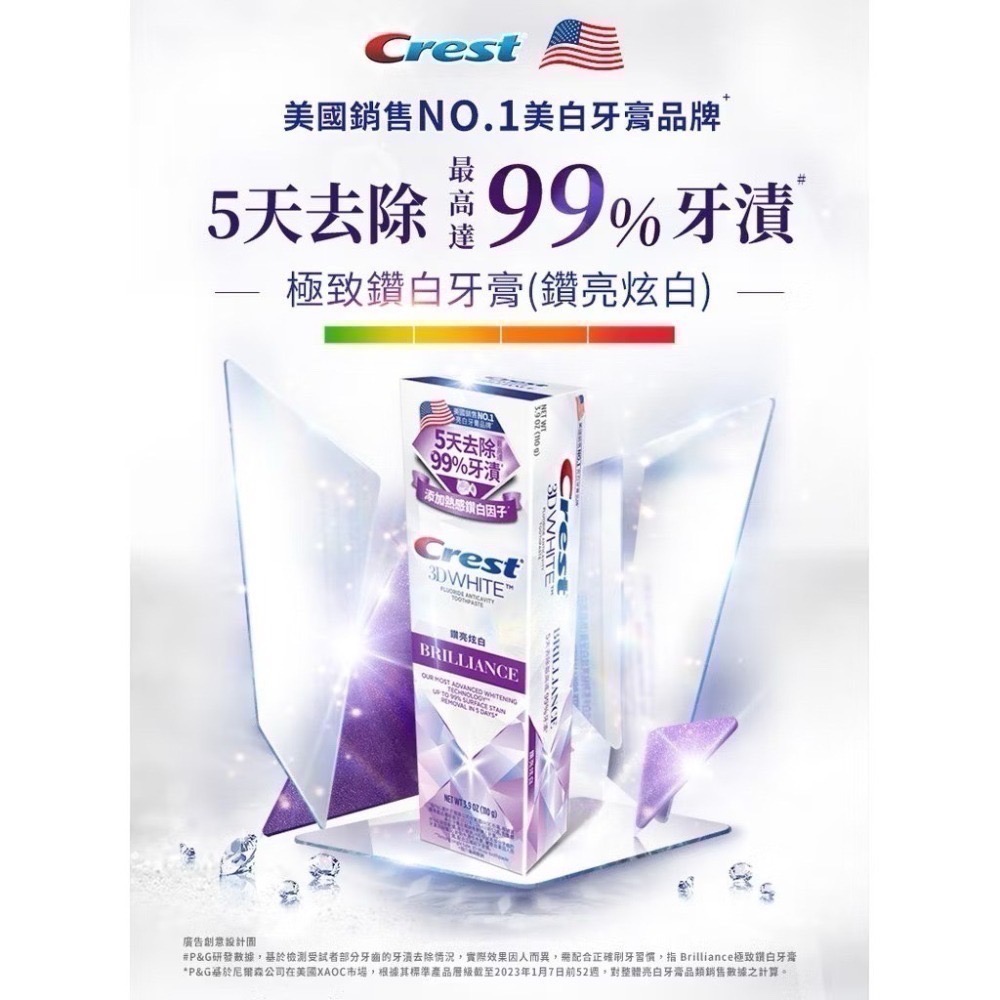 【Crest】 極致鑽白牙膏（110g）/香氛鎖白牙膏（120g）-細節圖3