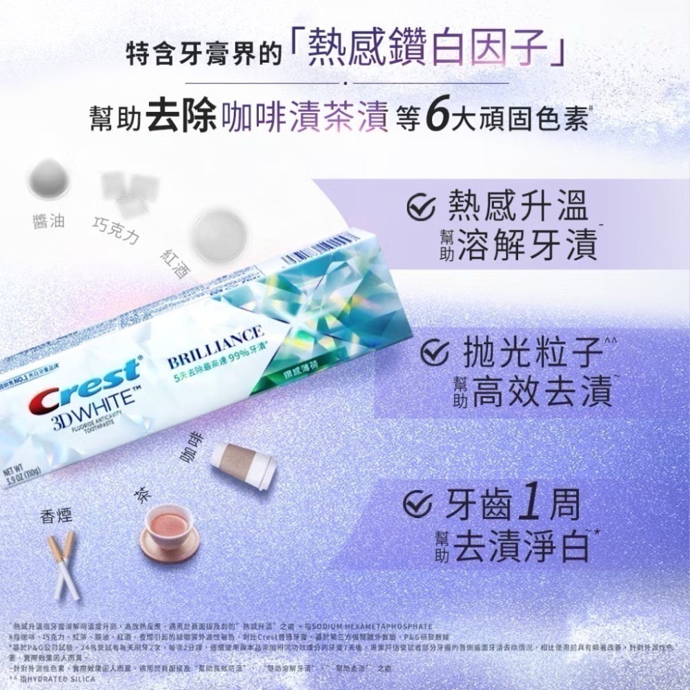 【Crest】 極致鑽白牙膏（110g）/香氛鎖白牙膏（120g）-規格圖9