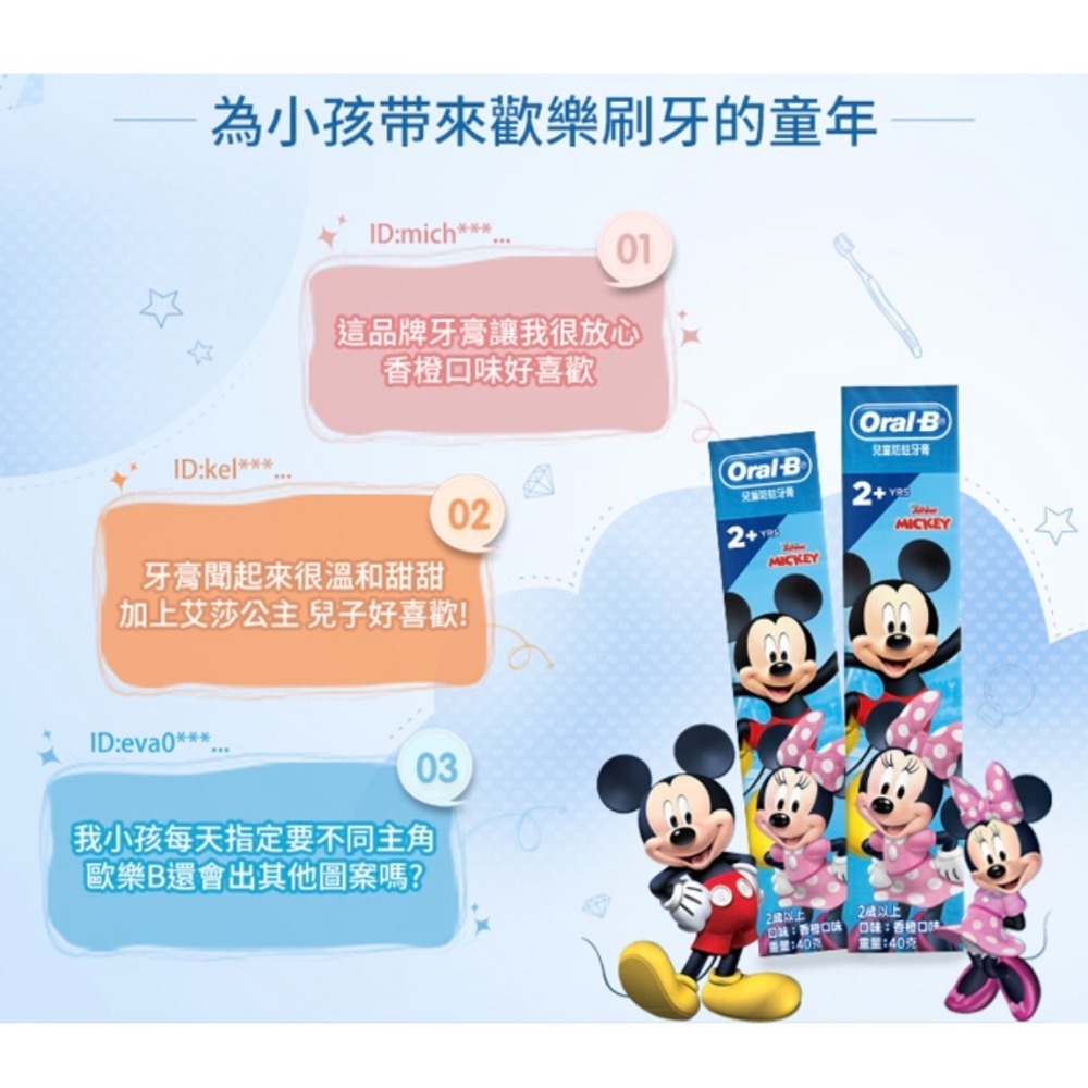 歐樂B兒童防蛀牙膏Mickey/冰雪公主 40gx2入-細節圖6