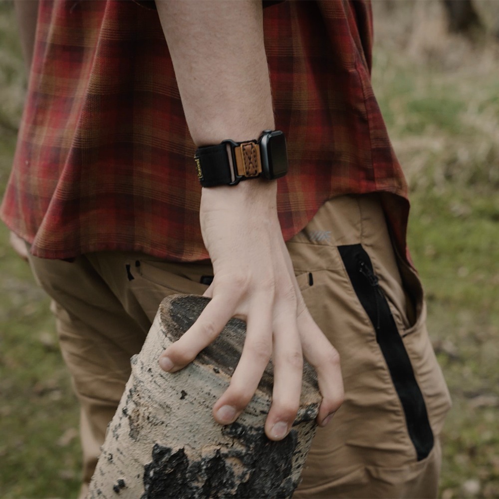 MIFA Apple Watch EDC-34 戰術尼龍混搭真皮皮革運動錶帶(38-49mm 適用1-8 &Ultra)-細節圖4