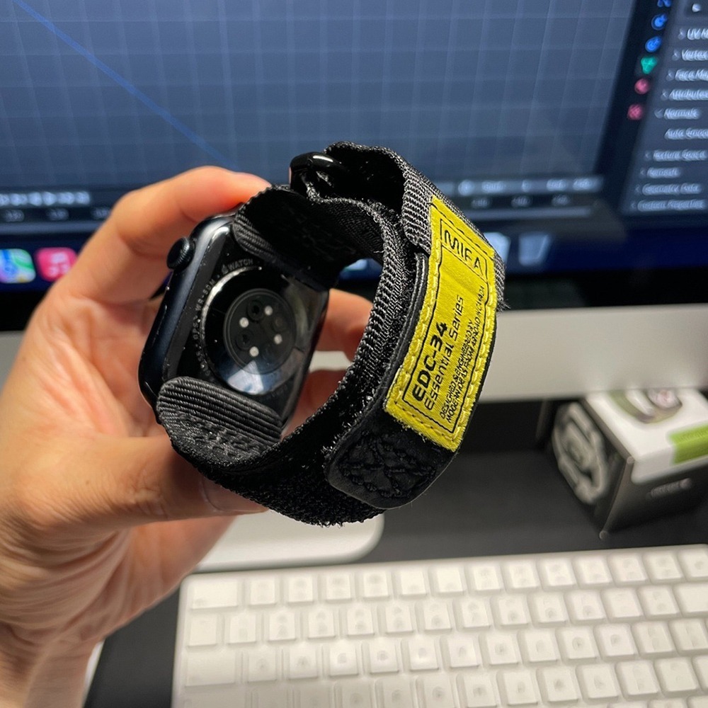 MIFA Apple Watch EDC-34 戰術尼龍混搭真皮皮革運動錶帶(38-49mm 適用1-8 &Ultra)-細節圖8