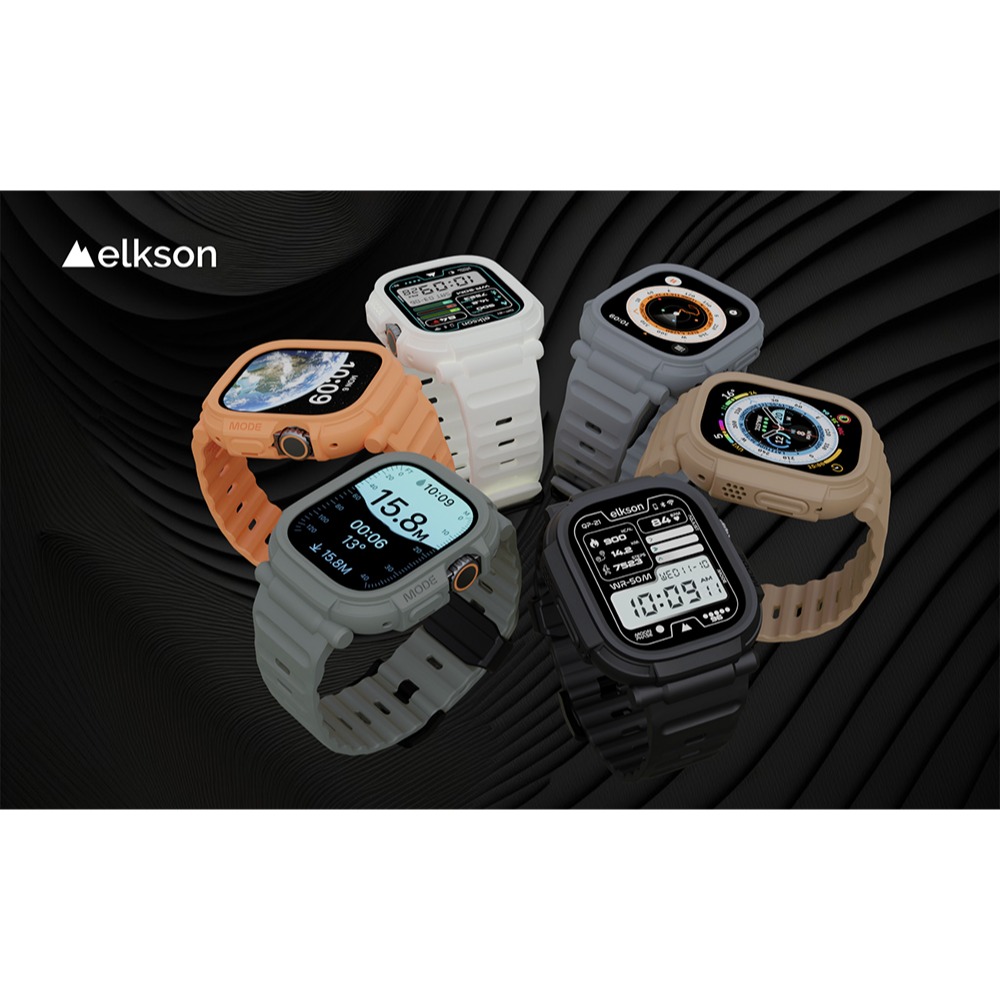 【加拿大elkson】【現貨】適用 Apple Watch Ultra 49mm柔韌透氣耐磨一體成形軍規錶帶+9H鋼化膜-細節圖2
