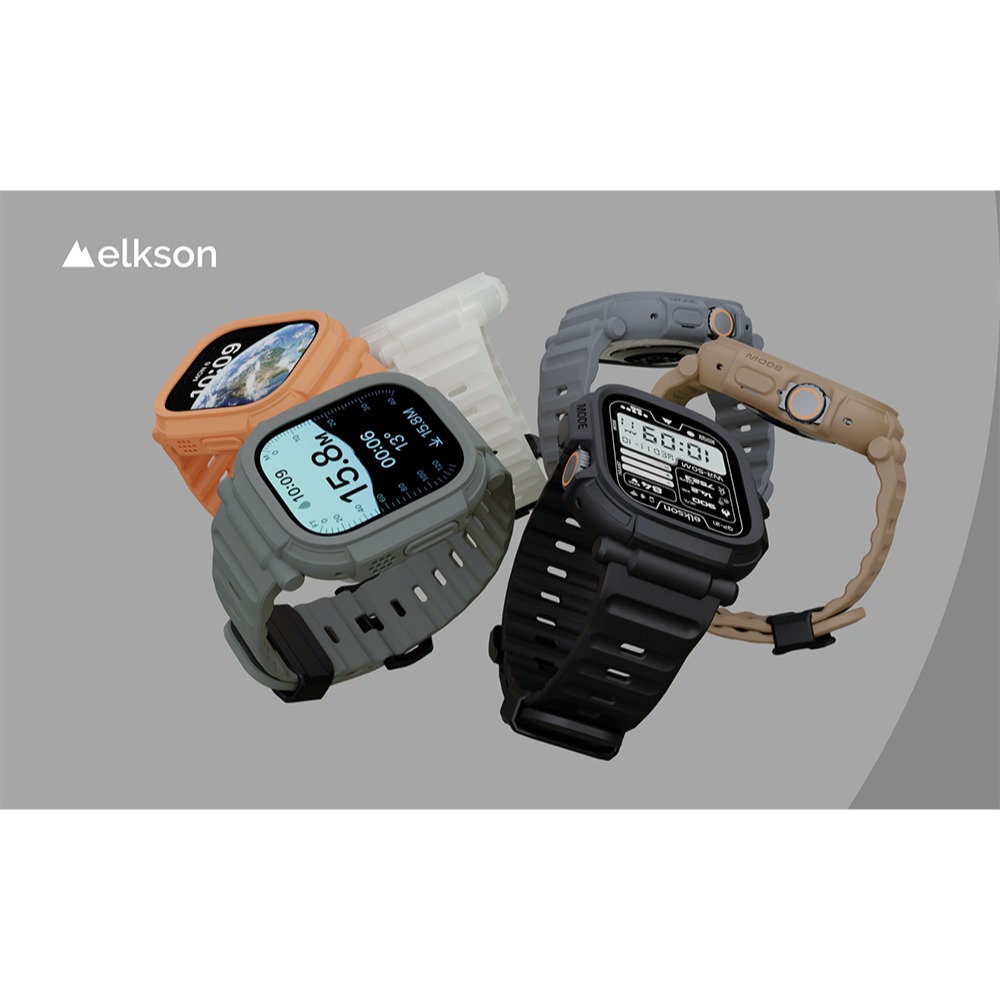 【加拿大elkson】【現貨】適用 Apple Watch Ultra 49mm柔韌透氣耐磨一體成形軍規錶帶+9H鋼化膜-細節圖3