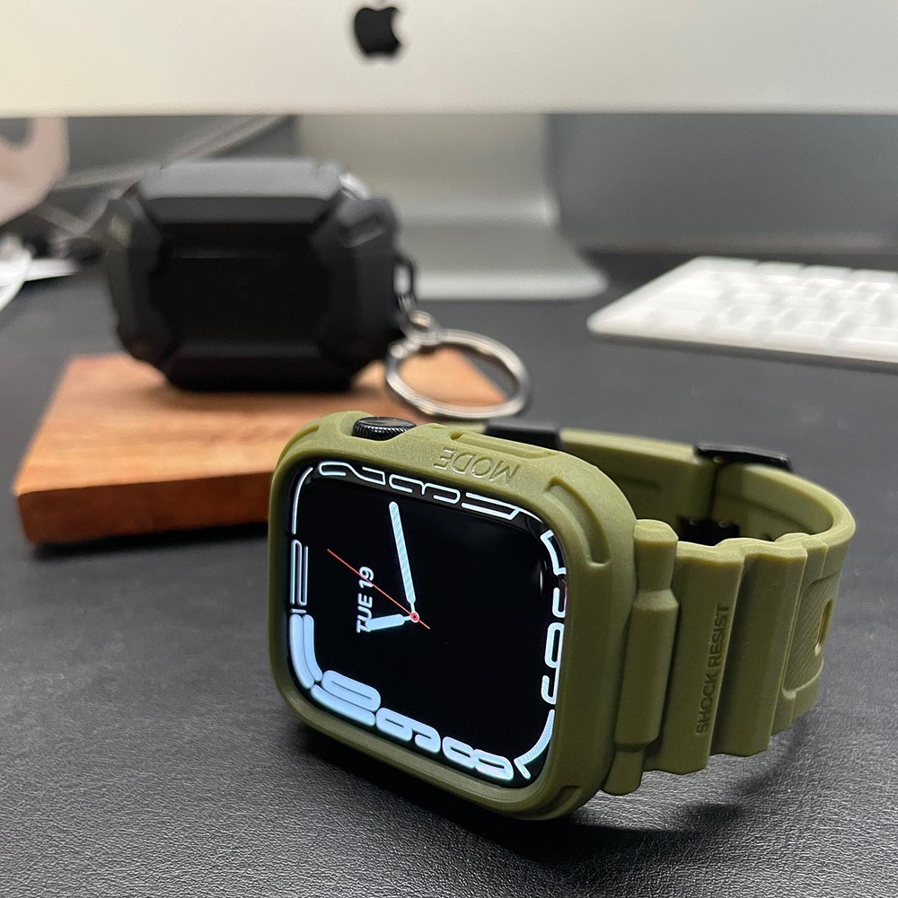 【elkson】  Apple Watch錶帶 8/7/6/5/4/SE透氣防震一體成形軍規錶帶38-45mm-細節圖10