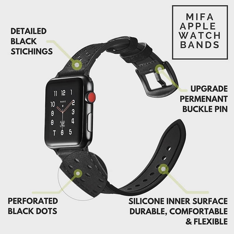 加拿大Mifa 適用 蘋果手錶錶帶 apple watch錶帶 混合運動皮革/經典皮革 apple Ultra 1-8代-細節圖2