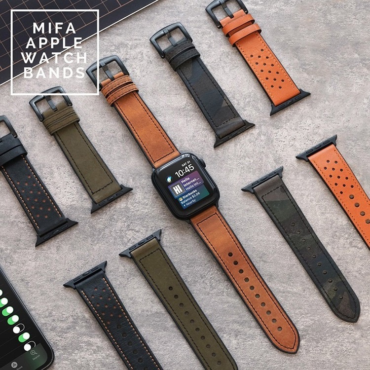 加拿大Mifa 適用 蘋果手錶錶帶 apple watch錶帶 混合運動皮革/經典皮革 apple Ultra 1-8代-細節圖11