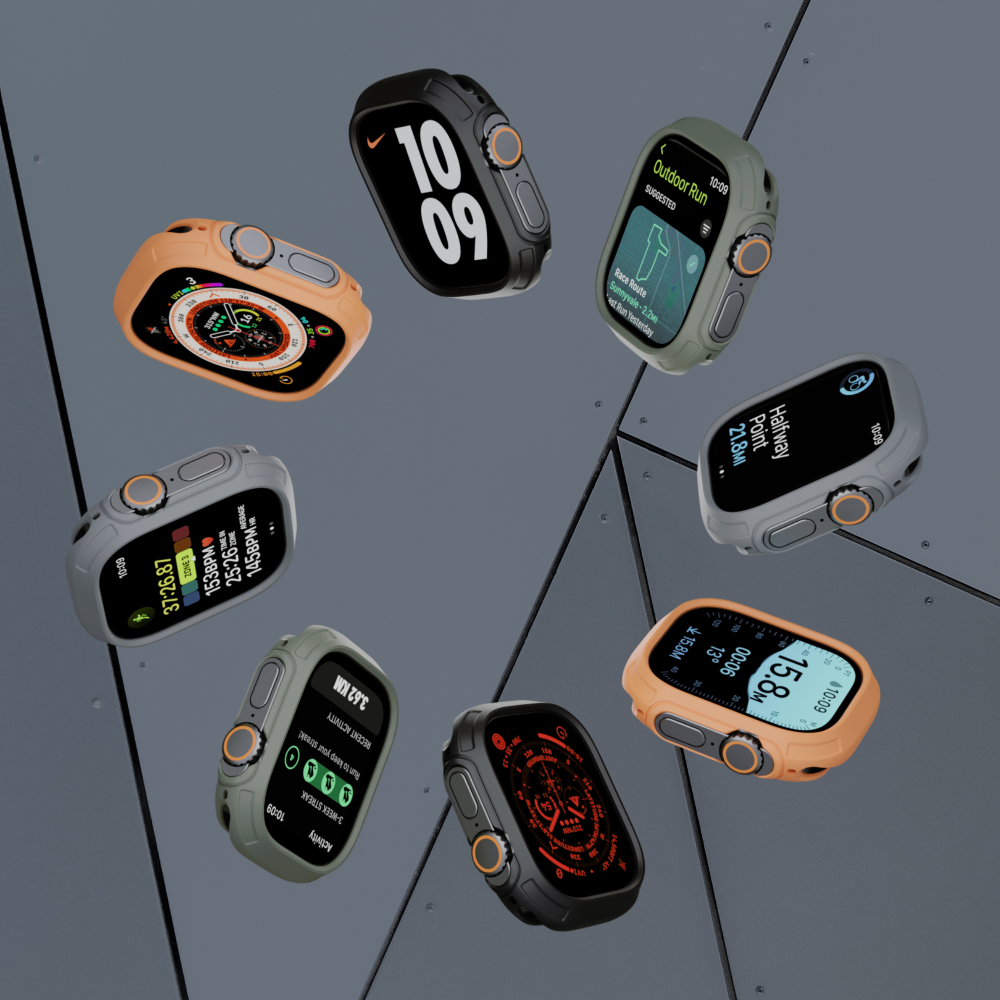 加拿大elkson 適用 Apple Watch Ultra 49mm Quattro Max軍規保護殼+9H保貼套組-細節圖2