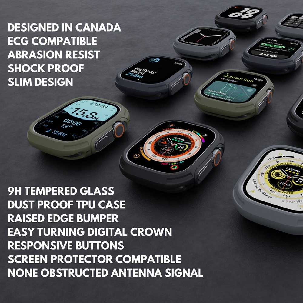 加拿大elkson 適用 Apple Watch Ultra 49mm Quattro Max軍規保護殼+9H保貼套組-細節圖5