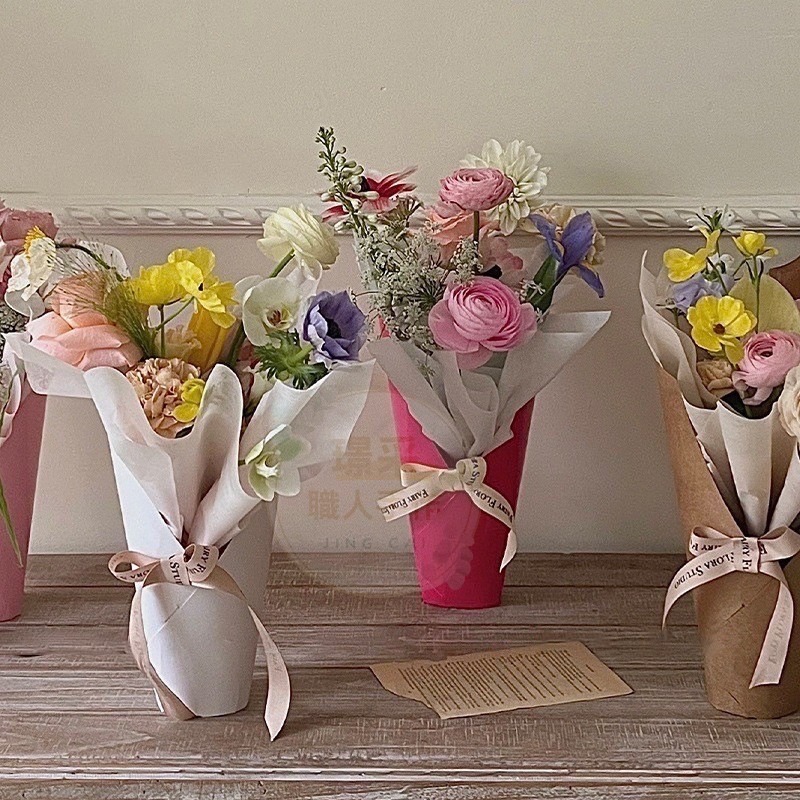 【璟采職人】花筒 紙花筒 抱花筒 鮮花筒 爆米花花筒 捧花 新娘捧花 花束 包裝材料 手作材料 花藝包裝 花束包裝-細節圖4