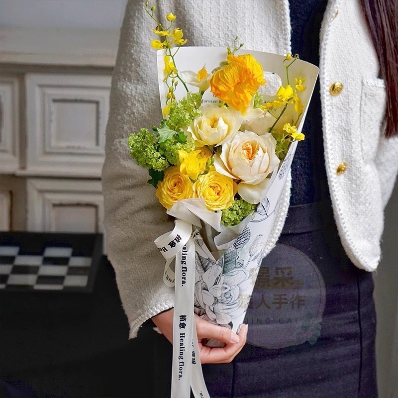 【璟采職人】花筒 紙花筒 抱花筒 鮮花筒 爆米花花筒 捧花 新娘捧花 花束 包裝材料 手作材料 花藝包裝 花束包裝-細節圖7