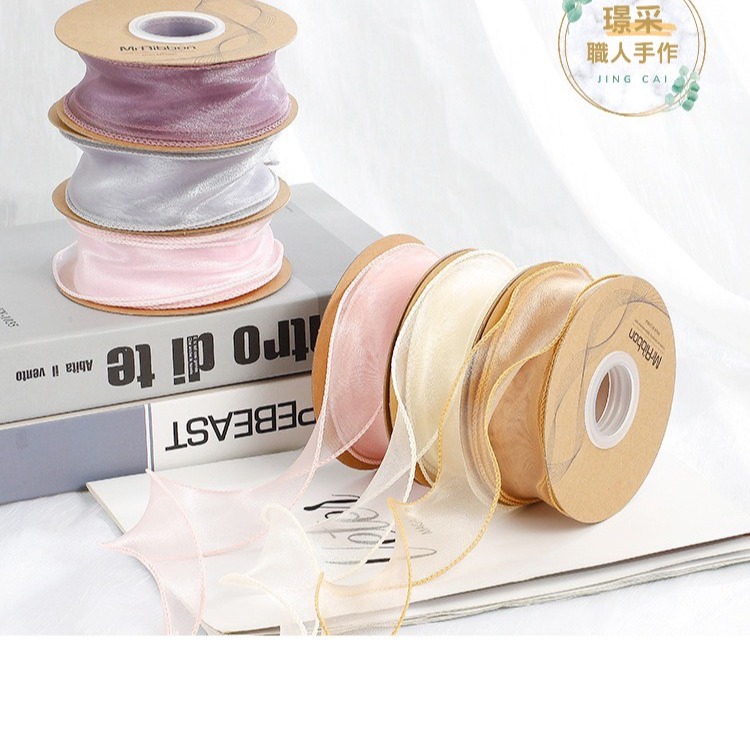 【璟采職人】魚尾紗緞帶 緞帶 紗質緞帶 花束緞帶 蝴蝶結 絲帶 禮物包裝 禮品包裝 波浪邊 雪紗緞帶 花藝包裝 裝飾-細節圖6
