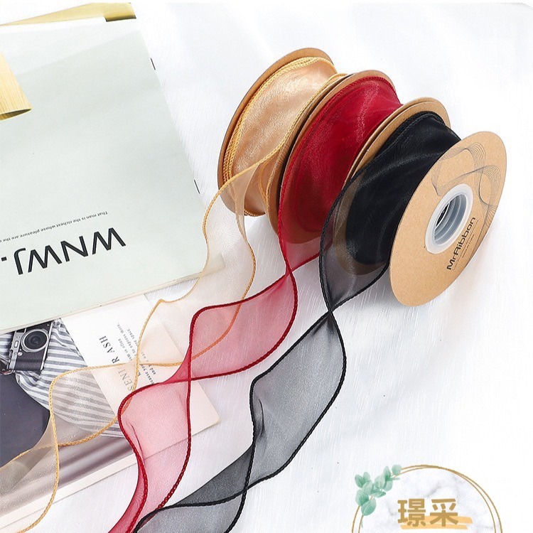 【璟采職人】魚尾紗緞帶 緞帶 紗質緞帶 花束緞帶 蝴蝶結 絲帶 禮物包裝 禮品包裝 波浪邊 雪紗緞帶 花藝包裝 裝飾-細節圖8