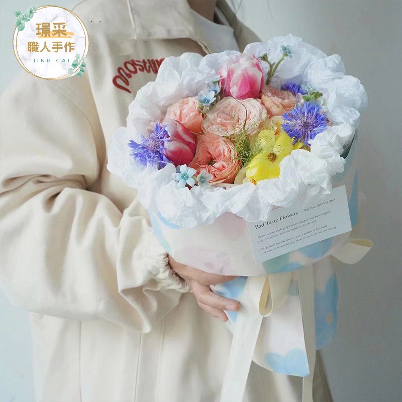 【璟采職人】包裝紙 夢幻小花 油畫感 花束包裝 花藝包裝 歐雅紙 加厚包裝紙 包裝材料 手作材料 禮物包裝 禮品-細節圖2