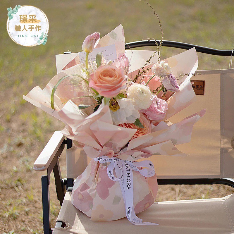 【璟采職人】包裝紙 夢幻小花 油畫感 花束包裝 花藝包裝 歐雅紙 加厚包裝紙 包裝材料 手作材料 禮物包裝 禮品-細節圖3