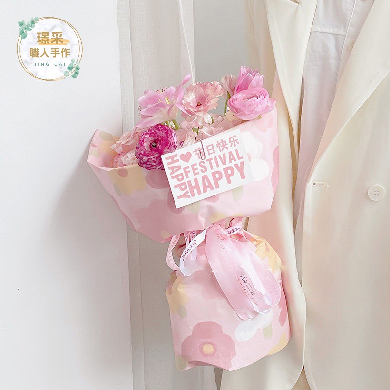 【璟采職人】包裝紙 夢幻小花 油畫感 花束包裝 花藝包裝 歐雅紙 加厚包裝紙 包裝材料 手作材料 禮物包裝 禮品-細節圖4