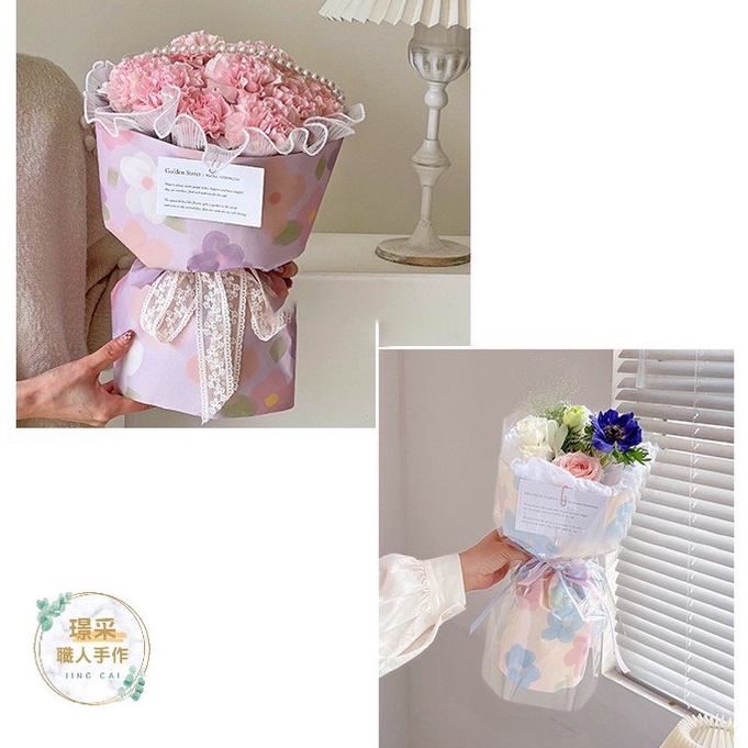【璟采職人】包裝紙 夢幻小花 油畫感 花束包裝 花藝包裝 歐雅紙 加厚包裝紙 包裝材料 手作材料 禮物包裝 禮品-細節圖8