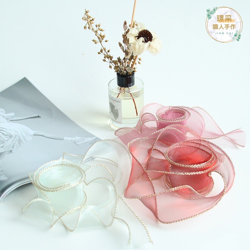 【璟采職人】魚尾紗緞帶 緞帶 紗質緞帶 花束緞帶 蝴蝶結 絲帶 禮物包裝 禮品包裝 波浪邊 雪紗緞帶 花藝包裝 裝飾-細節圖9