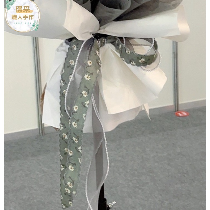 【璟采職人】布質緞帶 小花緞帶 碎花緞帶 小雛菊 韓風緞帶 波浪邊 牙邊 拷克邊 包裝材料 禮物包裝 花束包裝 浪漫-細節圖9