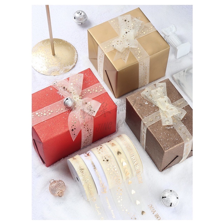 【璟采職人】燙金緞帶 緞帶 紗質緞帶 花束緞帶 蝴蝶結 雪紡 禮物包裝 禮品包裝 花束包裝 雪紗緞帶 花藝包裝 裝飾-細節圖2