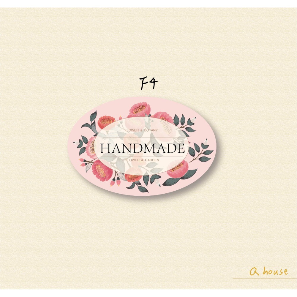 客製 少量貼紙 花系列貼紙 3x2公分橢圓貼紙 封口貼紙 手作貼紙 結婚貼紙  萬用貼紙 手工皂包裝貼-規格圖3