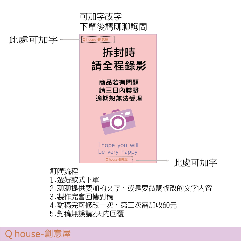 客製 開箱貼紙 封口貼紙 感謝貼紙 版型任選內文自訂-細節圖2