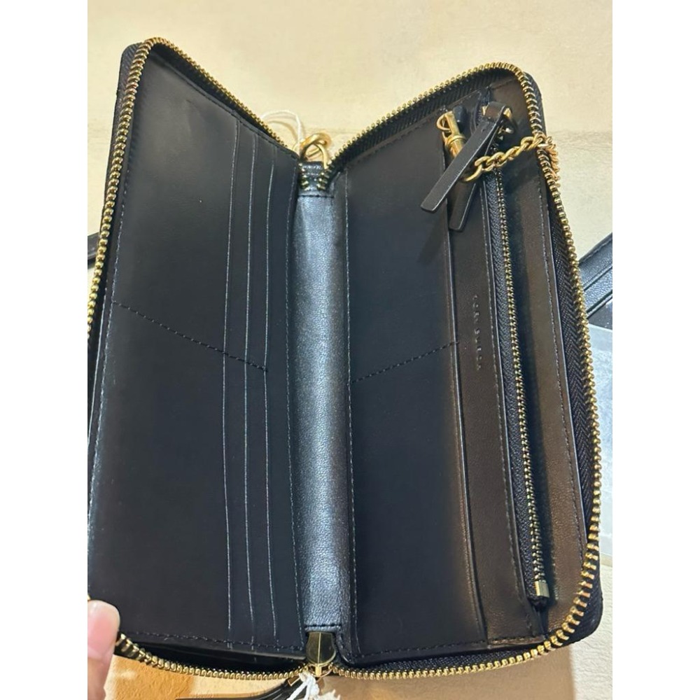 《現貨》全新 Tory Burch TB Willa Zip #168687	 拉鍊長夾 黑金-細節圖3