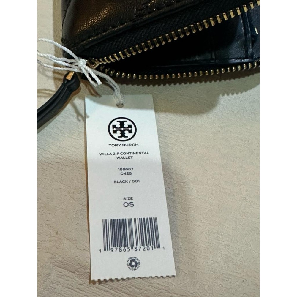 《現貨》全新 Tory Burch TB Willa Zip #168687	 拉鍊長夾 黑金-細節圖8