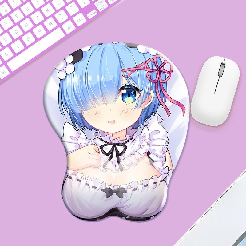 台灣現貨 從零開始的異世界生活 雷姆 蕾姆  地下城尋求邂逅 3D立體滑鼠墊 鼠標墊 腕托 手腕支撐 性感 卡通 動漫-細節圖2