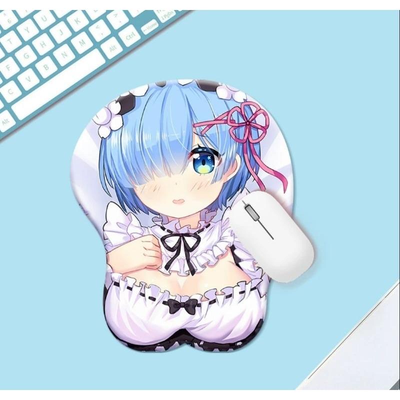 台灣現貨 從零開始的異世界生活 雷姆 蕾姆  地下城尋求邂逅 3D立體滑鼠墊 鼠標墊 腕托 手腕支撐 性感 卡通 動漫-細節圖3