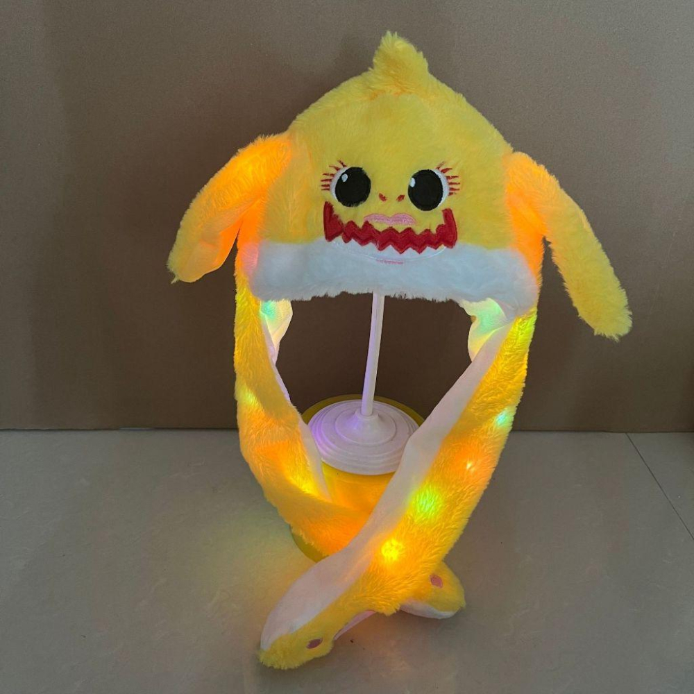 台灣現貨 萬聖節 聖誕節 史迪奇 寶可夢  毛絨卡通帽 一捏耳朵會動的帽子  鯊魚帽 小鴨 帽 耳朵帽子 帽子 卡通帽-細節圖8