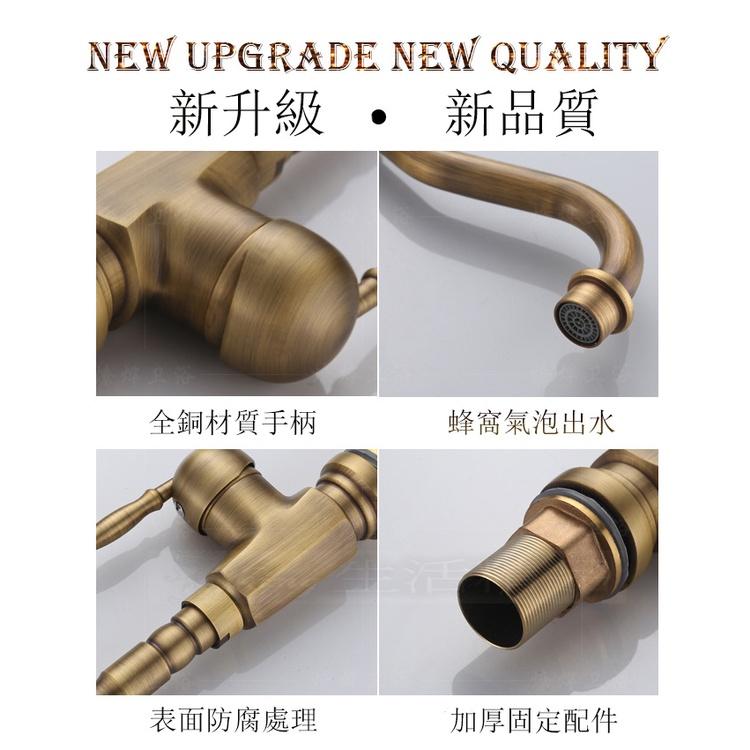 台灣現貨 歐式風格金冷熱共用 360度轉向 廚房水龍頭水龍頭高壓拉出彈簧雙出口廚房洗碗盆水槽冷水龍頭-細節圖6