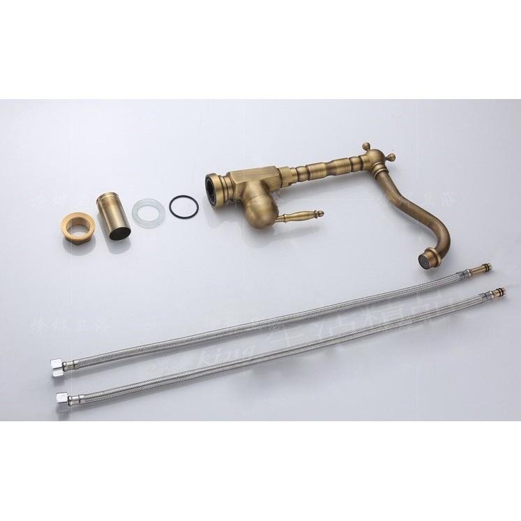 台灣現貨 歐式風格金冷熱共用 360度轉向 廚房水龍頭水龍頭高壓拉出彈簧雙出口廚房洗碗盆水槽冷水龍頭-細節圖9