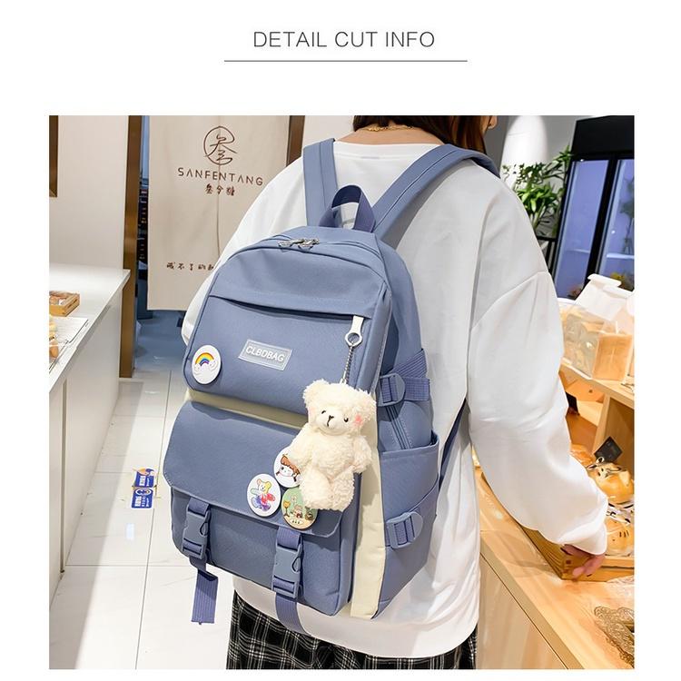 台灣現貨 韓版 原宿ulzzang 國中學生初中生 大容量百搭雙肩包  學生後背包 女生後背包 背包 學生背包-細節圖2