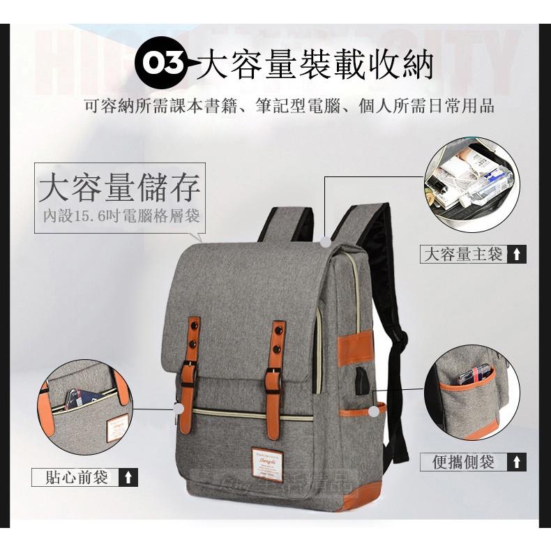 台灣現貨韓版 後背包 贈送鬼滅禮物 書包 背包 學生 減壓零負重 USB充電 書包 電腦包包 商務背包 包-細節圖3