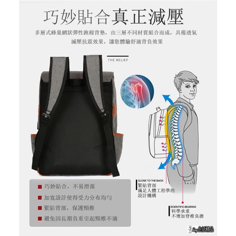 台灣現貨韓版 後背包 贈送鬼滅禮物 書包 背包 學生 減壓零負重 USB充電 書包 電腦包包 商務背包 包-細節圖6