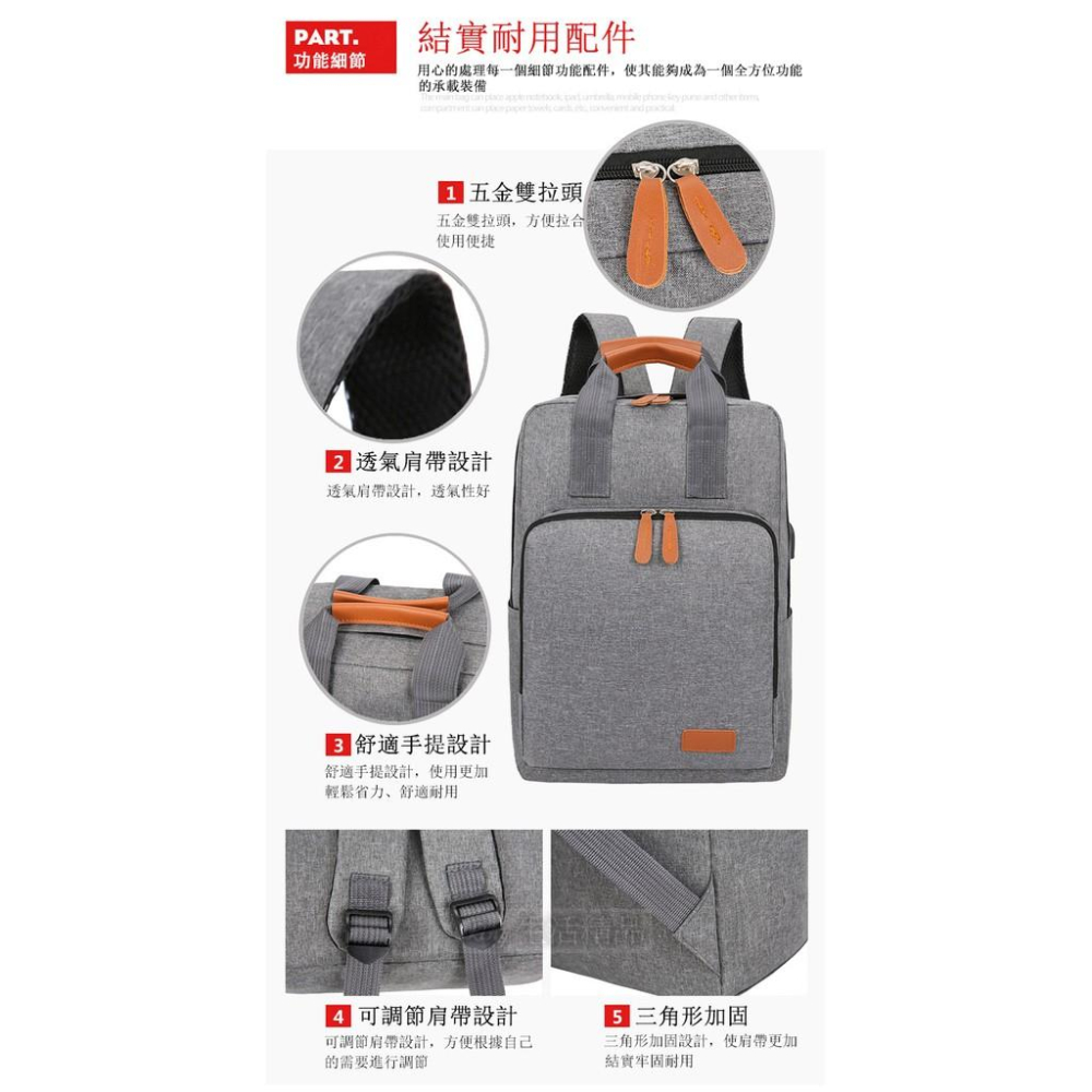 台灣現貨 【贈零錢包和小包，線 】減壓零負重 USB充電 後背包 男 筆電背包 背包 書包 電腦包包 商務背包-細節圖4